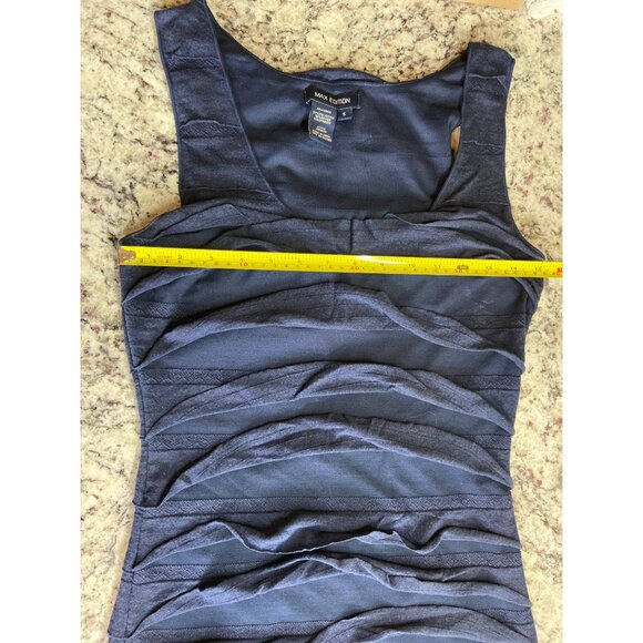 Max Edition Bodycon Mini Dress Womens Navy Small Sleevless Ruffle - Picture 4 of 7